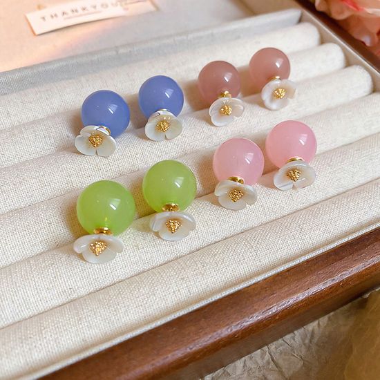 예쁜 파스텔 왕볼 플라워 백클러치 귀걸이 봄 귀고리