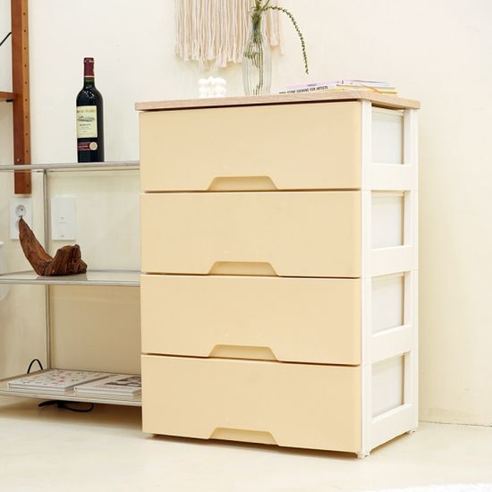 모던플러스 내추럴오크 우드상판 서랍장 3단 4단 5단