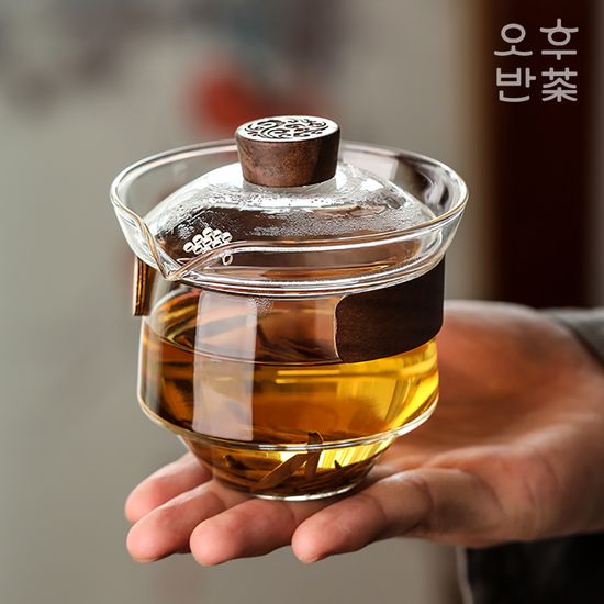 오후반차 우드링 유리 차호 개완 차우리기