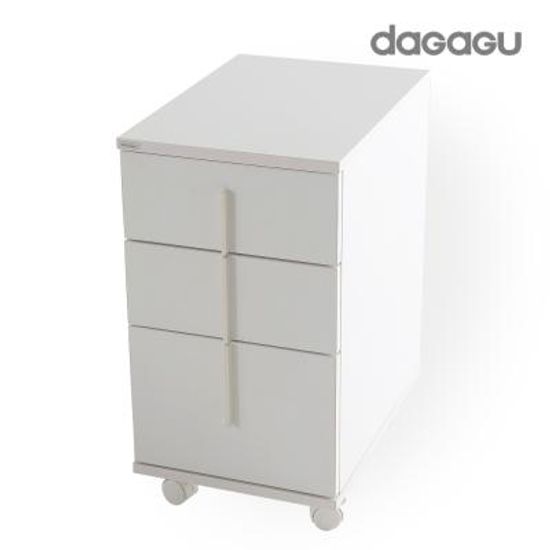 루소 3단 서랍 아이보리 책상 서랍장 사무용 이동바퀴