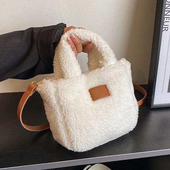 루카비 페이크퍼 데일리 사각 양털 크로스백 핸드백