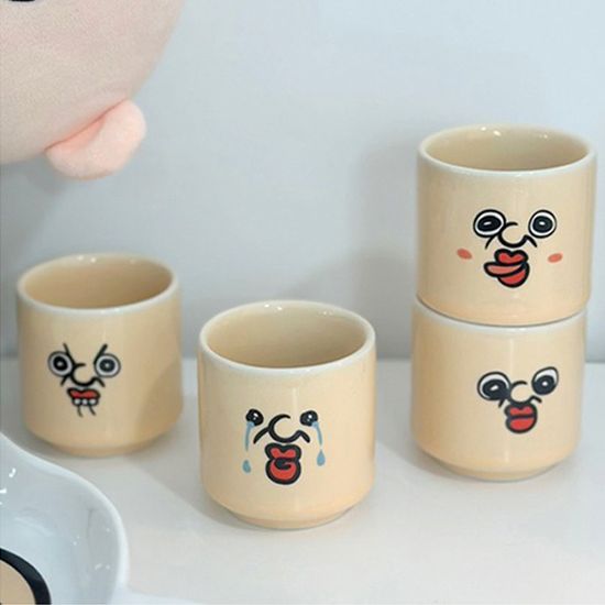 빵빵이의일상 페이스 세라믹 소주잔 4P C01902