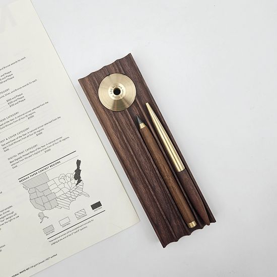 월넛 우드 펜트레이+무한연필 세트 LOG PRT-605