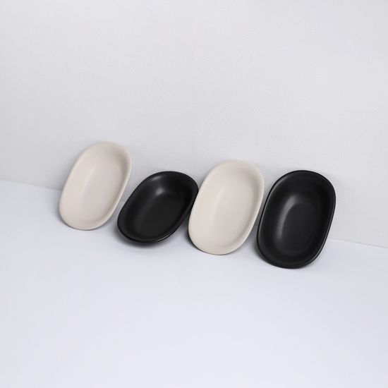 바이엔 반무광 도자기 타원찬기 4p세트 2color 택1