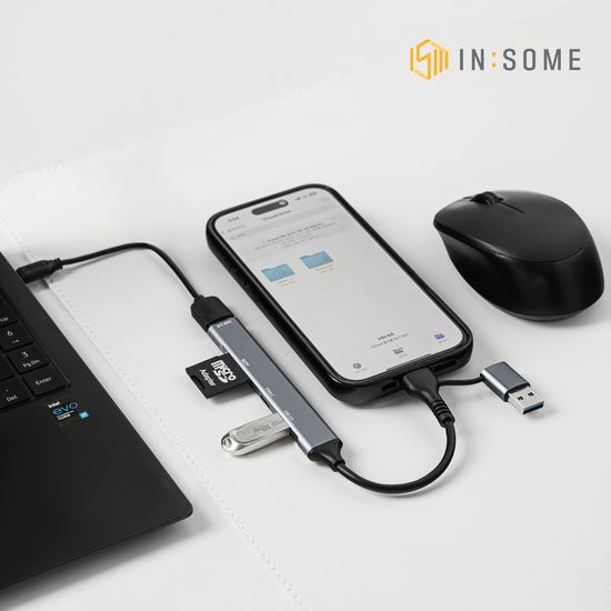인썸 5in1 USB 3.0 4포트 c타입 멀티 허브 IMH-1