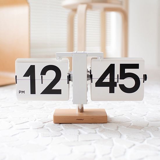 무아스 클래식 모던우드 플립 탁상시계 미니/빅