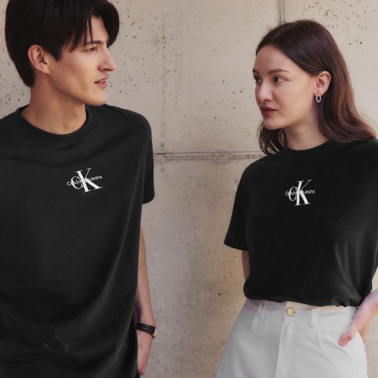 캘빈클라인 모노그램 자수 코튼 반팔티 남여공용 2종