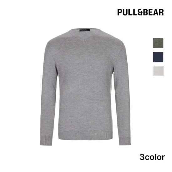 폴앤베어 소프트터치 베이직 남자 브이넥 코튼 니트