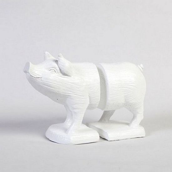 돼지 디자인 인테리어 데코  북엔드 세트-화이트색상