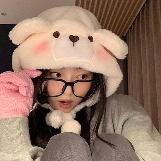 뽀미 겨울 후드모자 귀여운 곰돌이 털모자