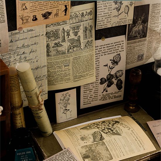 빈티지 다꾸 라벨 스티커 팩 감성 고전 꽃 식물 조각