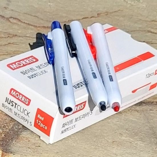모리스 JUSTCLICK 1mm 노크식 세필 화이트 보드마카 S