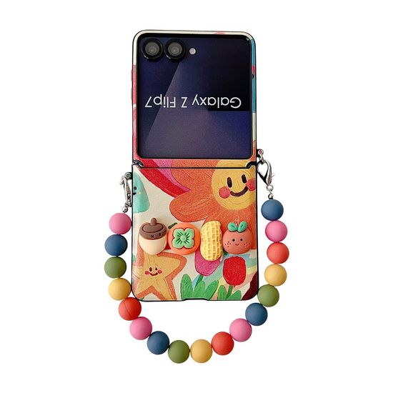 갤럭시z플립 7 6 5 4 3 스마일  데코덴 스트랩 케이스