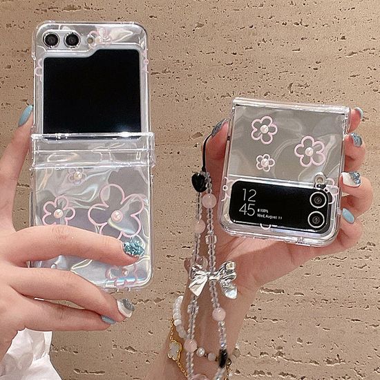 갤럭시 z플립 6 5 4 3 진주 꽃 바다 투명 힌지 케이스