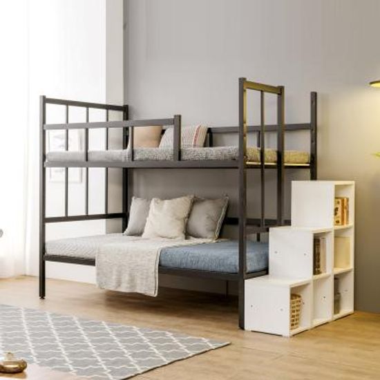 업다운 철제 이층 침대 블랙 SS 수납계단형