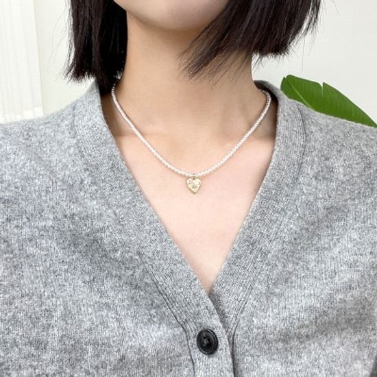 [선물포장] 하트 탄생석 진주 목걸이