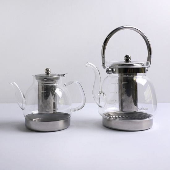  리안 인덕션 거름망 내열유리 티포트 2size 택1