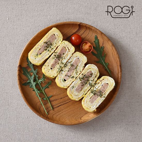 [쉬젤] 로기 티크 원형플레이트 M (225x225x20mm)