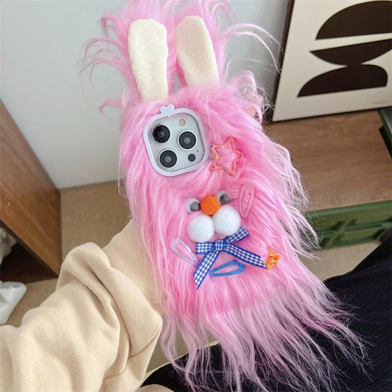 아이폰 17 16 15 14 13 토끼 털 인형 꾸미기 케이스
