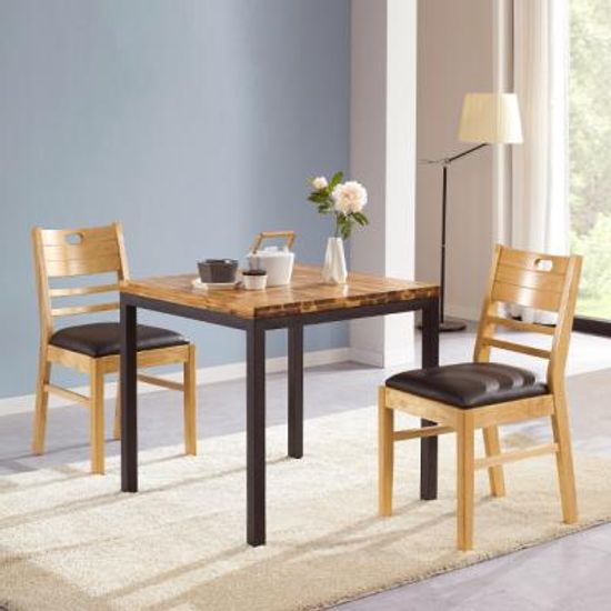 CZ2136 원목 2인 스틸 식탁 의자 세트 1color