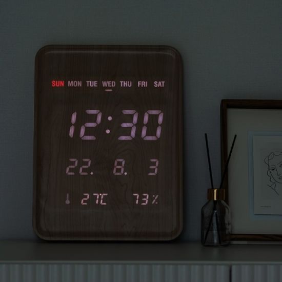 플라이토 루나 우드 데일리 LED 벽시계 ENG JS-108