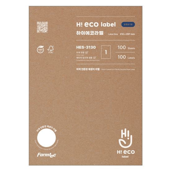 폼텍 전지 라벨 하이에코 100매/HES-3130