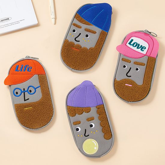 캔버스 필통 부클 자수 펜 파우치_비니버블_러비브로