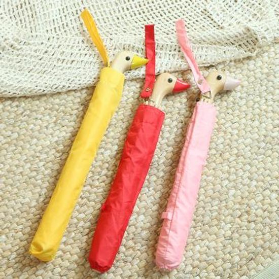 특이한 오리 우산 3color 접이식 2단 자동 인싸우산