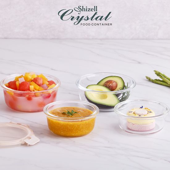 쉬젤 크리스탈 내열밀폐용기 원형 4종세트