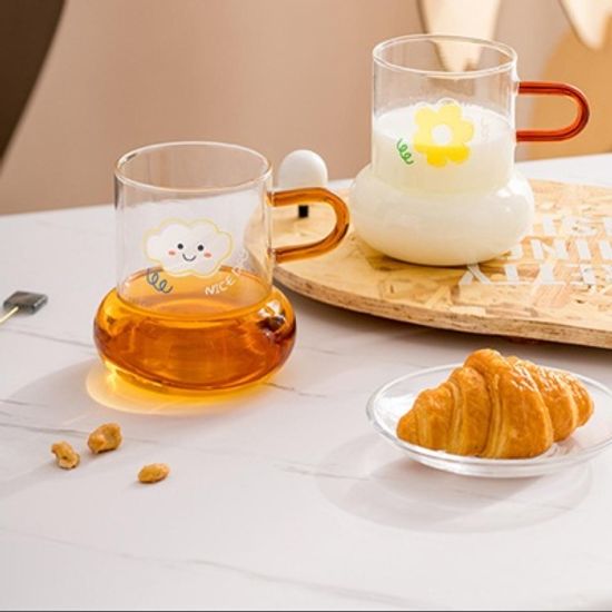 통통 볼록 포인트 홈카페 내열 유리컵 550ml