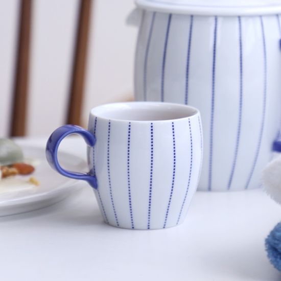 블루 도트 백자 국산 머그 찻잔 165ml