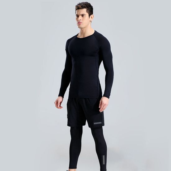 남성 트레이닝복 상의+레깅스+반바지 세트(L) 운동복