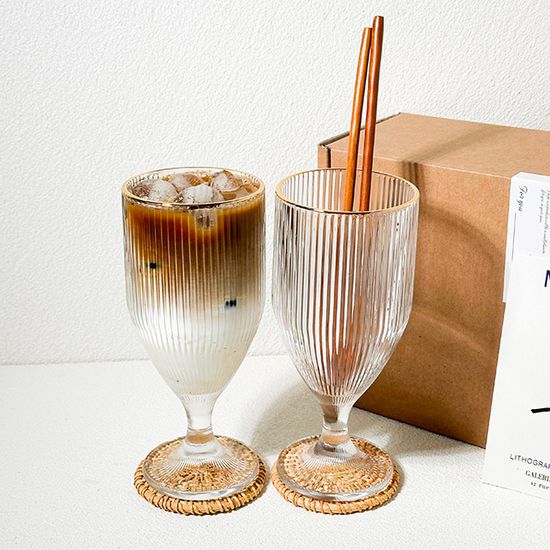 골드 고블렛 잔2+라탄코스터2+우드롱머들러2+엽서1