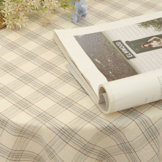 멜란 타탄 체크 식탁보-베이지