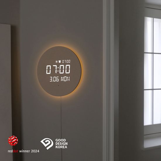 [무아스] 풀문 백라이트 무드등 LED 벽시계+거치대