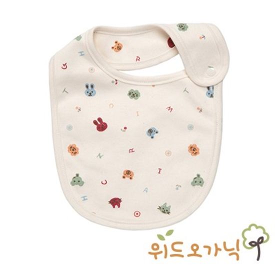 [위드오가닉] 오가닉 신생아 턱받이 동물얼굴