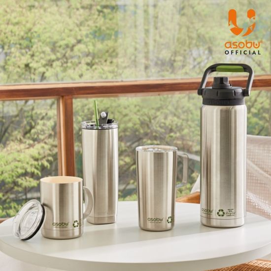 아소부 세라믹 스텐 진공 타워머그 600ML 리사이클