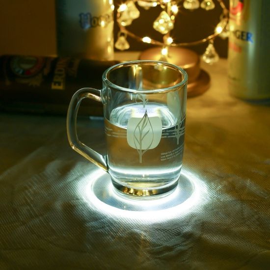 홈파티 원형 LED 컵받침 파티컵매트 감성캠핑