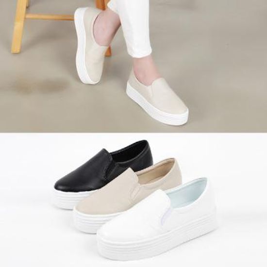 [애슬릿]발 편한 키높이 여자 통굽 슬립온 4cm