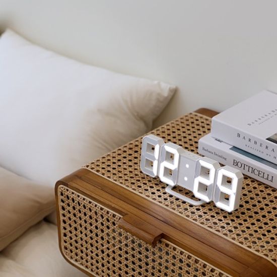 [무아스] 미니 화이트 LED 시계 탁상시계