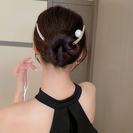 오리엔탈 진주 큐빅 나비 비녀 머리 핀 예쁜 헤어 삔