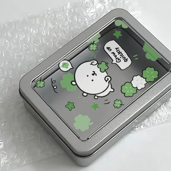 행운 곰돌이 곰 네잎클로버 틴케이스 수납함 보관함