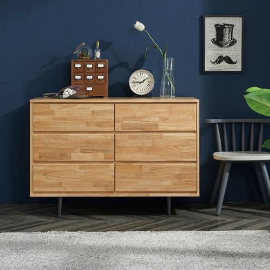 파츠 고무나무 원목 와이드 서랍장 3단 (착불)