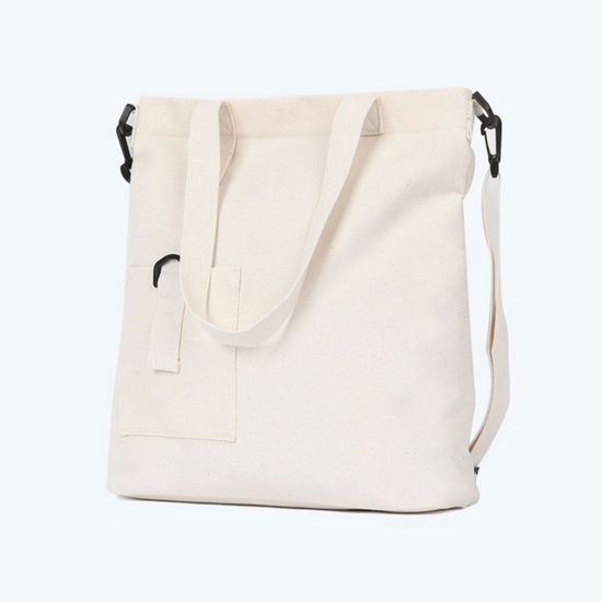 베이지 코튼 에코백 크로스 소지품 가방(W9DE5EA)
