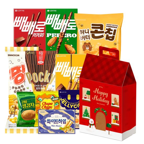 해피 크리스마스 하우스 스탠딩 기프트 과자선물세트