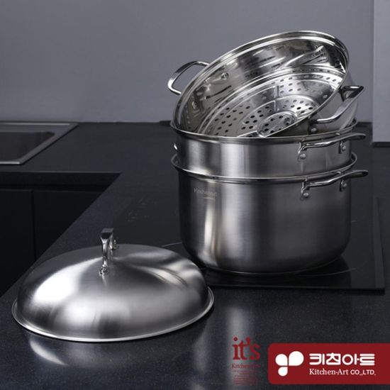 스텐찜기 인덕션겸용 IH 올가 3단 찜솥 36cm 대형 찜