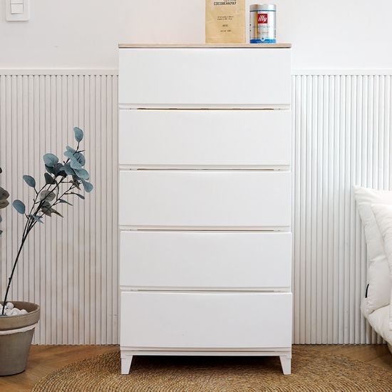 세라비 우드상판 서랍장 와이드형 5단 (3color)