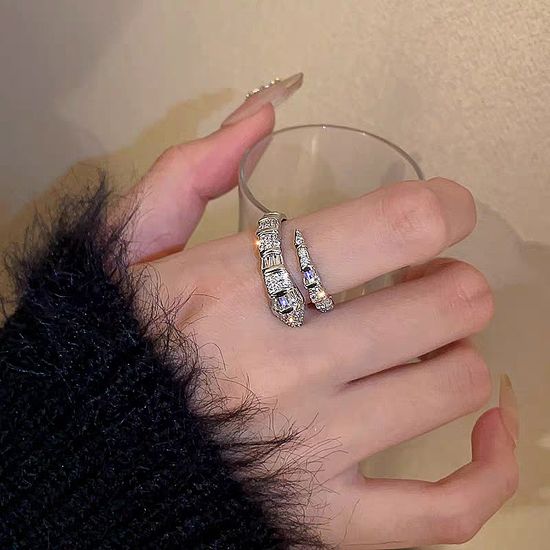 힙한 뱀 스네이트 큐빅 반지 써지컬 재물 행운 우정링