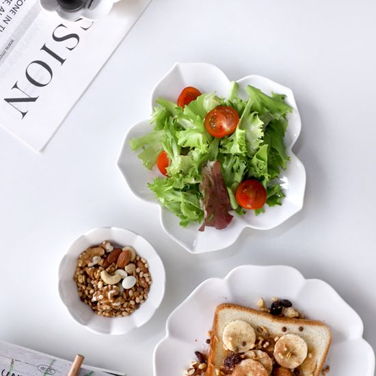 플로렌스 유광 화이트 도자기 플라워접시 2size 택1