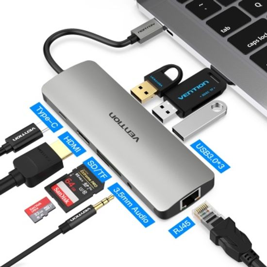 벤션 9in1 C타입 멀티포트 허브 HDMI 랜 도킹스테이션 CGNHA